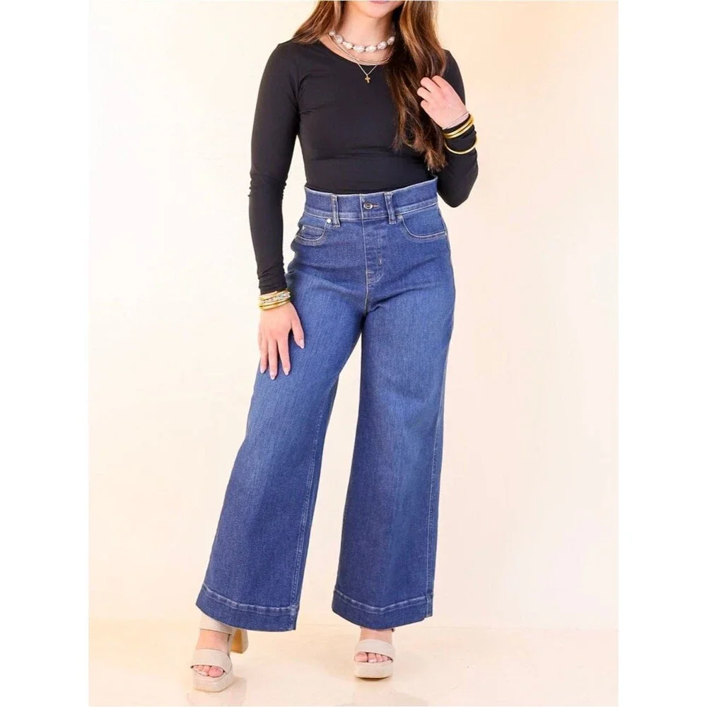 SPANXshape™ Authentic 360 Cropped Wide Leg Jeans - Picture 1 of 12